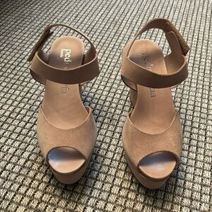Pedro Garcia tan 4 inch wedge heel